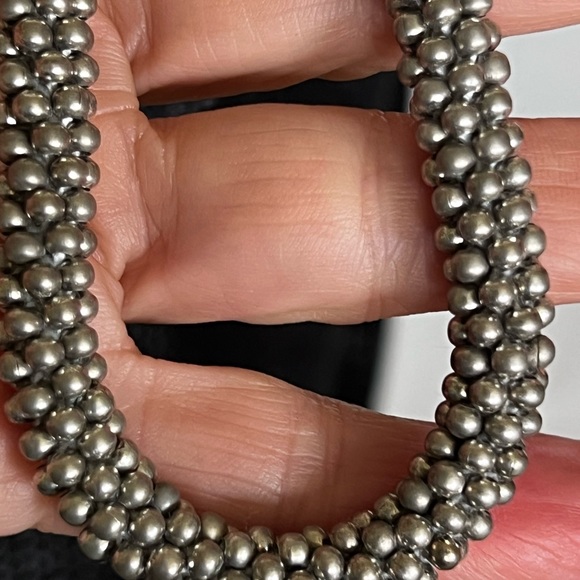 Vtg Silver Tone Petite Ball Bead Cluster Chain Necklace Pullover 17.5” long - Picture 3 of 7